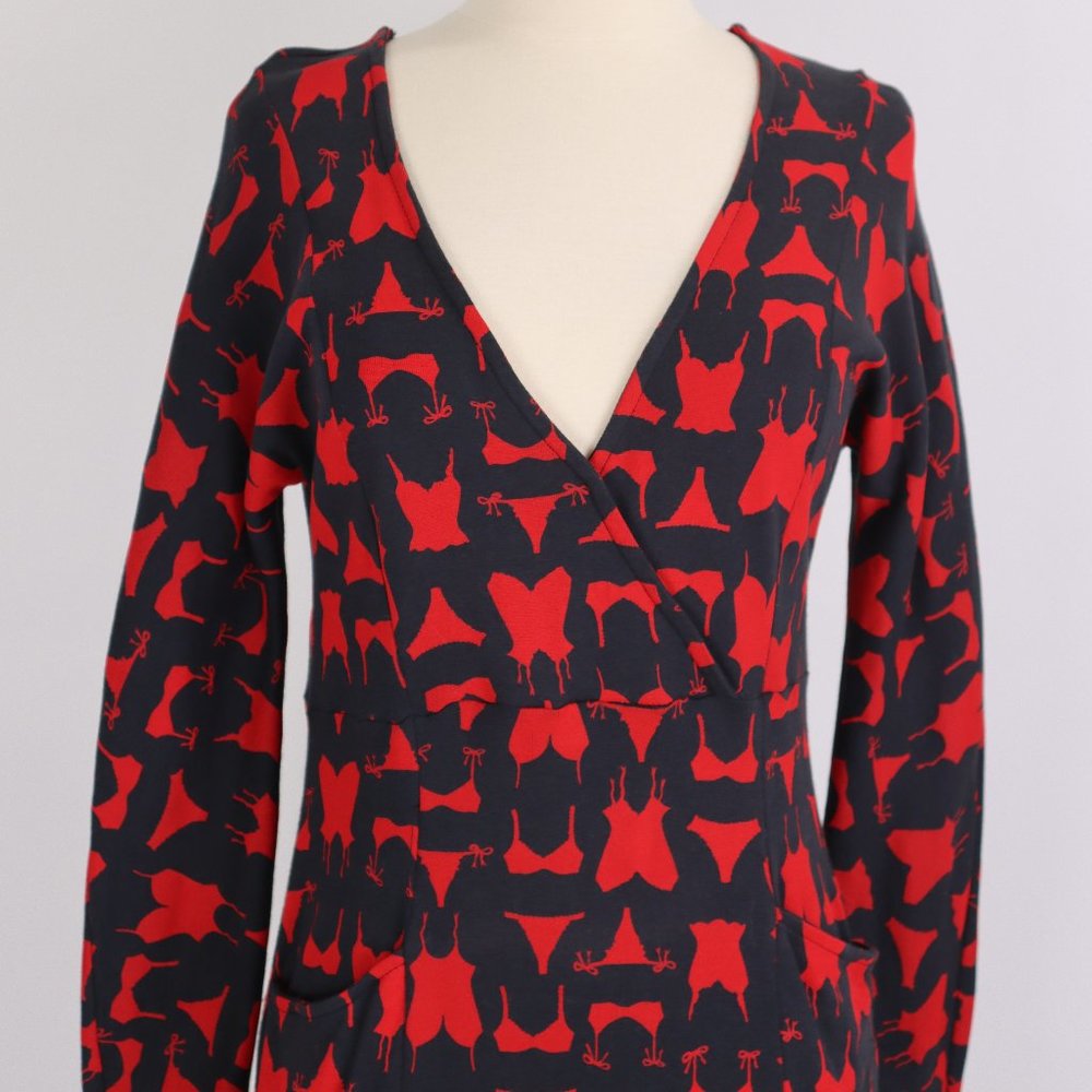 Diane Von Furstenberg Red Summer Print Dress Cover Up Tunic Party Faux Wrap Sz 4
